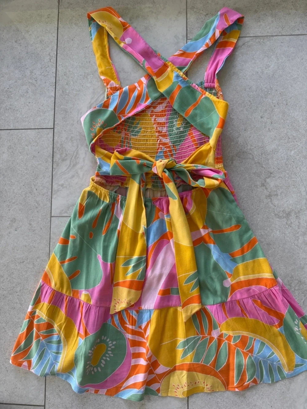 Mumu Collins Mini Dress | Tropical Fruit sz S - Picture 5 of 9